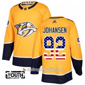 Barn Ishockey Nashville Predators Tröja Ryan Johansen 92 Adidas 2017-2018 Guld USA Flag Fashion Authentic